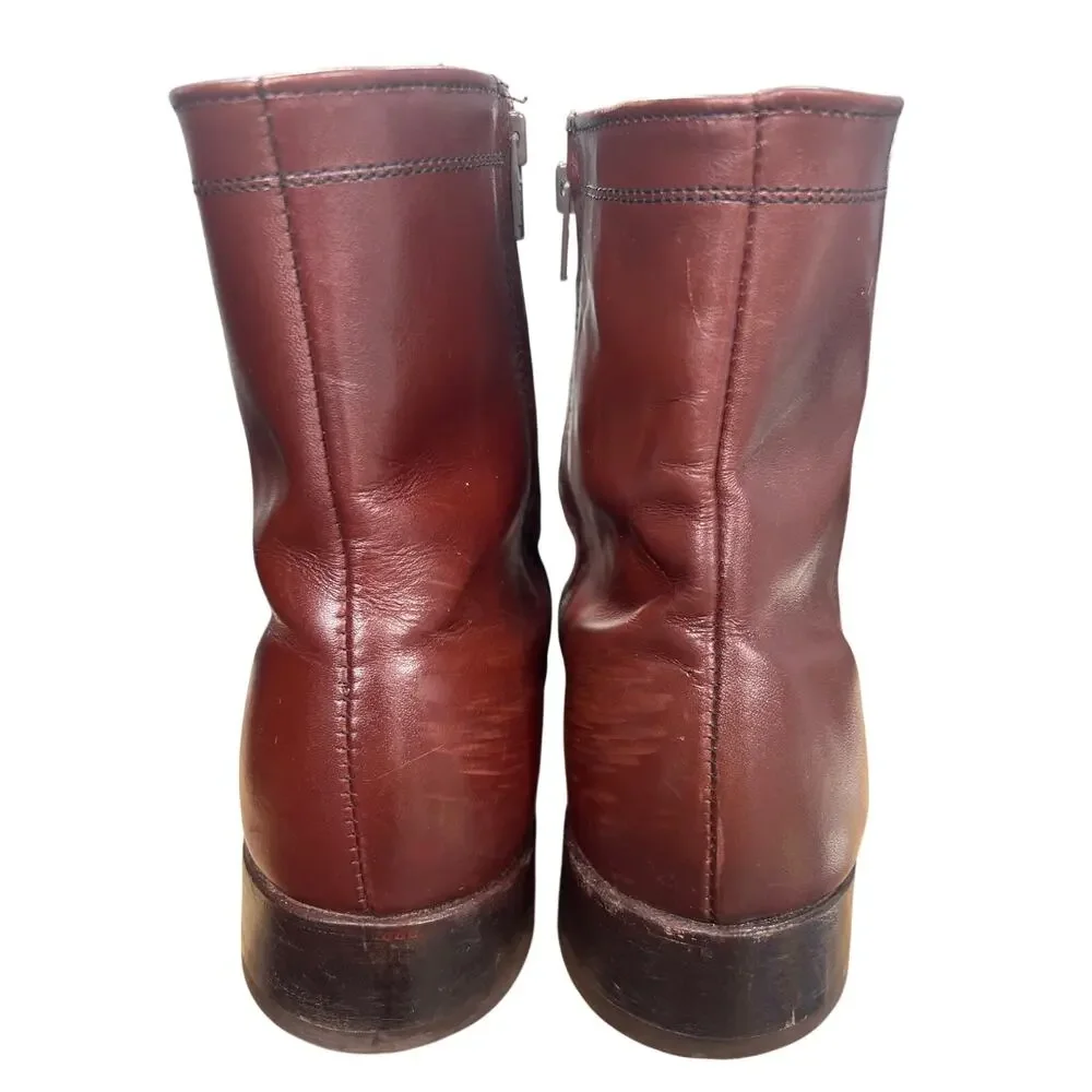 Vintage MASON Velvet-Eez Oxblood Leather Wellington Pull On Boots 7.5 D